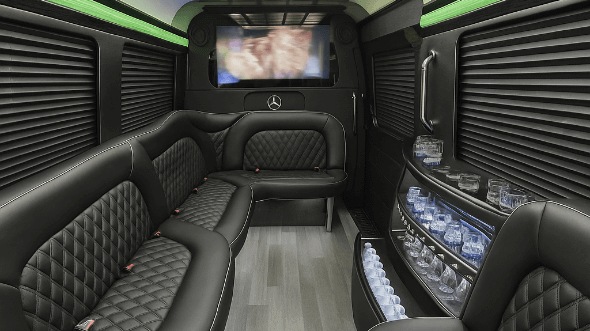 Interior of Galloway Party Bus Company's 14 Passenger Sprinter Limousine in Galloway