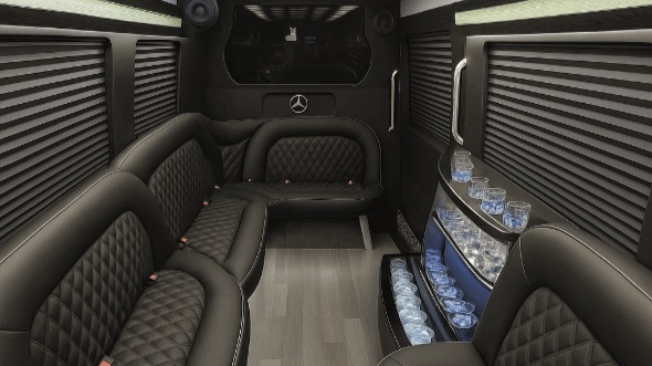 Interior of Mahwah Party Bus Company's 14 Passenger Sprinter Limousine in Mahwah
