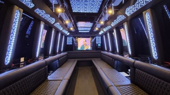 Interior of South Plainfield Party Bus Company's 20 Passenger Party Bus in South Plainfield