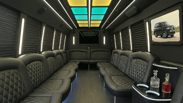 Interior of Stafford Party Bus Company's 20 Passenger Party Bus in Stafford