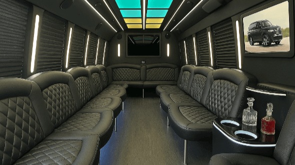 Interior of West Orange Party Bus Company's 25 Passenger Party Bus in West Orange