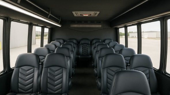 Interior of New Jersey Party Bus Company's 28 Passenger Minibus in New Jersey