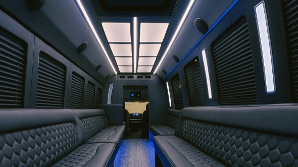 Interior of West Orange Party Bus Company's 28 Passenger Party Bus in West Orange