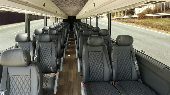 Interior of New Jersey Party Bus Company's 35 Passenger Minibus in New Jersey