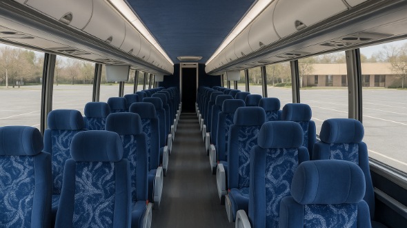 Interior of New Jersey Party Bus Company's 45 Passenger Charter Bus in New Jersey