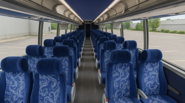 Interior of New Jersey Party Bus Company's 46 Passenger Charter Bus in New Jersey