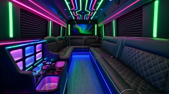 Interior of Randolph Party Bus Company's 50 Passenger Party Bus in Randolph