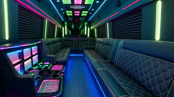 Interior of Teaneck Party Bus Company's 50 Passenger Party Bus in Teaneck