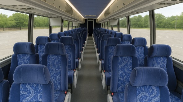 Interior of New Jersey Party Bus Company's 54 Passenger Charter Bus in New Jersey